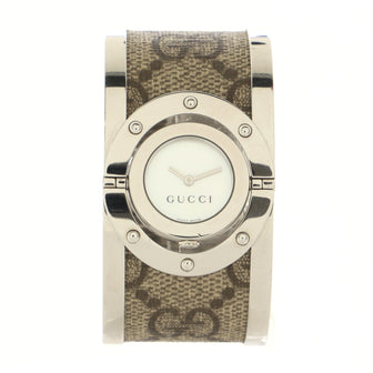Gucci Wide Twirl Quartz Watch GG Coated Canvas and Stainless Steel 24