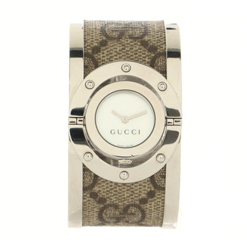 Gucci Wide Twirl Quartz Watch GG Coated Canvas and Stainless Steel 24