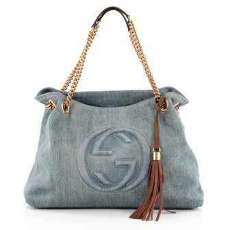 Gucci Soho Shoulder Bag Chain Strap Denim Medium