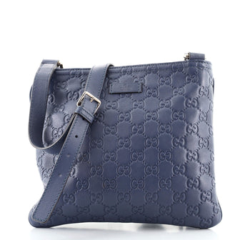 Gucci Zip Top Messenger Bag Guccissima Leather Small