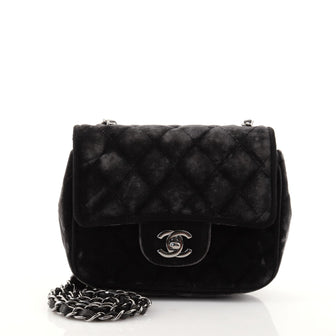 Chanel Vintage Square Classic Single Flap Bag Quilted Velvet Mini
