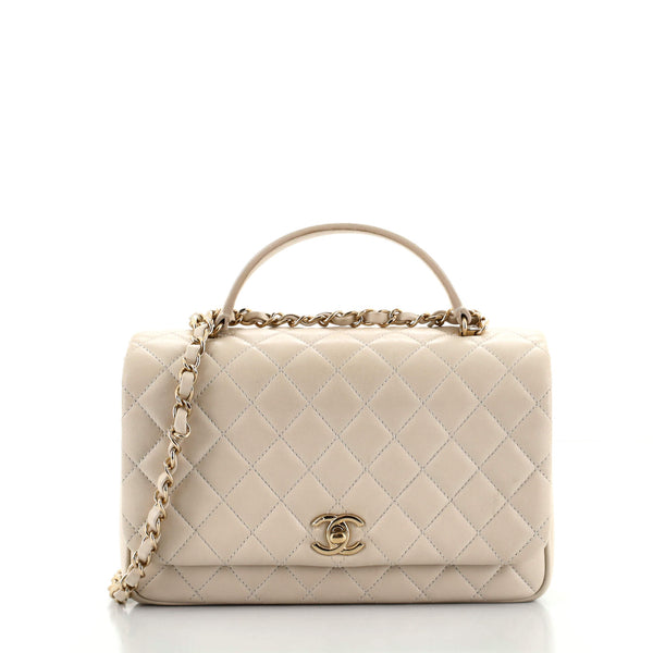 Chanel Citizen Chic Top Handle Bag Quilted Lambskin Small Neutral 91106138