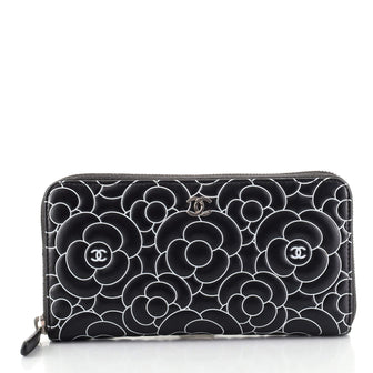 Chanel Zip Around Wallet Camellia Lambskin
