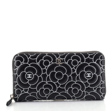 Chanel Zip Around Wallet Camellia Lambskin