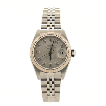 Rolex Oyster Perpetual Datejust Automatic Watch Stainless Steel and White Gold with Diamond Markers 26