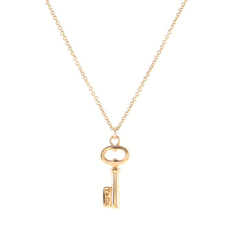 Tiffany & Co. Key Pendant Necklace 18K Rose Gold Mini