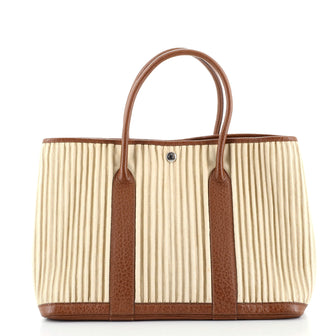 Hermes Garden Party Tote Ribbed Canvas and Leather 36