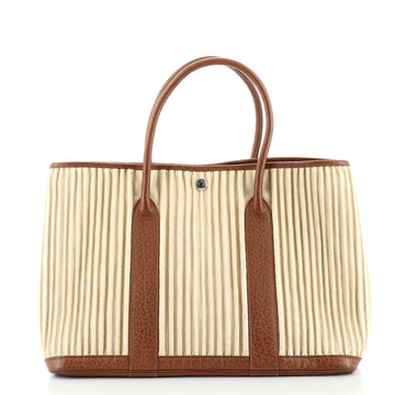Hermes Garden Party Tote Ribbed Canvas and Leather 36