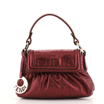 Fendi Chef Flap Bag Zucca Embossed Leather Mini