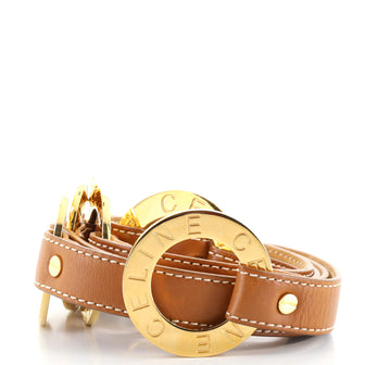 Celine Vintage Logo Circle Belt Leather and Metal
