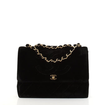 Chanel Vintage Timeless CC Flap Bag Quilted Velvet Large