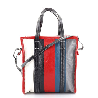 Balenciaga Bazar Convertible Tote Striped Leather Small