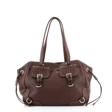 Prada Buckle Tote Vitello Daino Medium