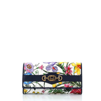 Gucci Zumi Continental Wallet Quilted Flora Canvas