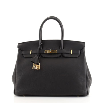 Hermes Birkin Handbag Black Togo with Gold Hardware 35