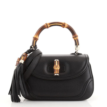 Gucci New Convertible Bamboo Top Handle Bag Leather Medium