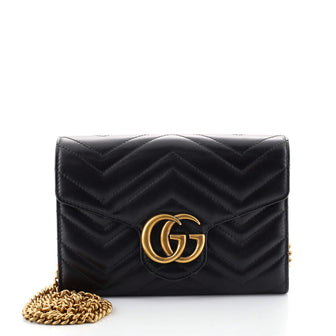 Gucci GG Marmont Chain Wallet Matelasse Leather Mini