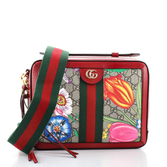 Gucci Ophidia Zip Around Camera Bag Flora GG Coated Canvas Small