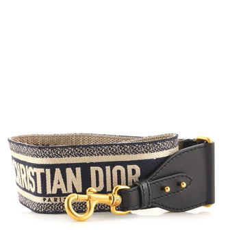 Christian Dior Logo Shoulder Strap Embroidered Canvas