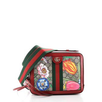 Gucci Ophidia Zip Around Camera Bag Flora GG Coated Canvas Small