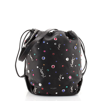 Saint Laurent Teddy Bucket Bag Embellished Leather Small