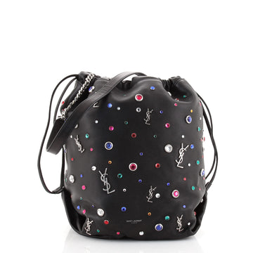 Saint Laurent Teddy Bucket Bag Embellished Leather Small