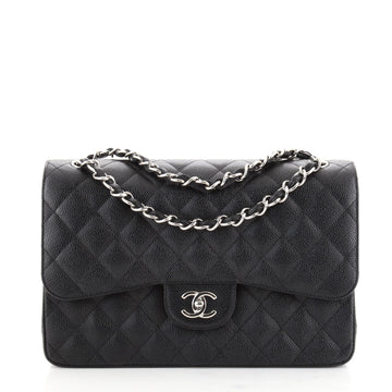 Chanel Classic Double Flap Bag Quilted Caviar Jumbo