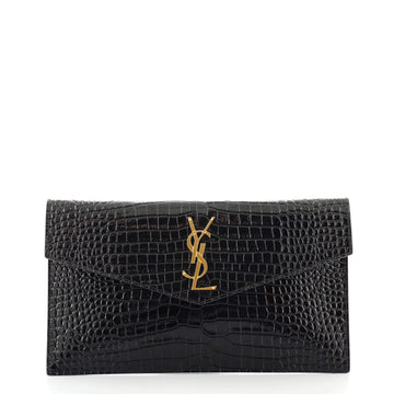 Saint Laurent Uptown Pouch Crocodile Embossed Leather