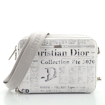 Christian Dior Daniel Arsham Double Zip Crossbody Pouch Newspaper Print Leather