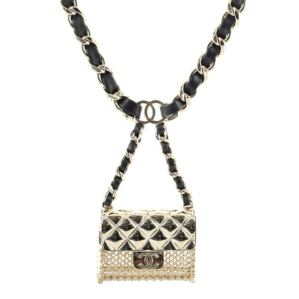 CHANEL JEWELRY Metal & Lambskin Belt with handbag charm