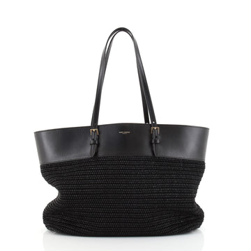 Saint Laurent Boucle E/W Shopping Tote Raffia with Leather Medium