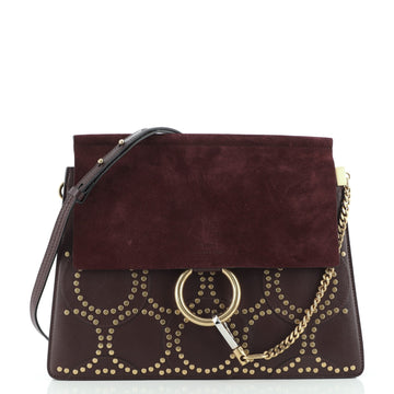 Chloe Faye Shoulder Bag Studded Leather and Suede Medium