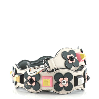 Fendi Flowerland Strap You Shoulder Strap Studded Leather