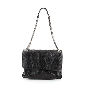Saint Laurent Niki Chain Flap Bag Matelasse Chevron Leather Medium