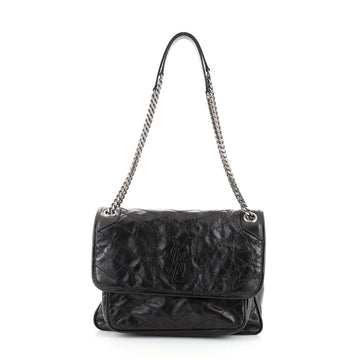 Saint Laurent Niki Chain Flap Bag Matelasse Chevron Leather Medium