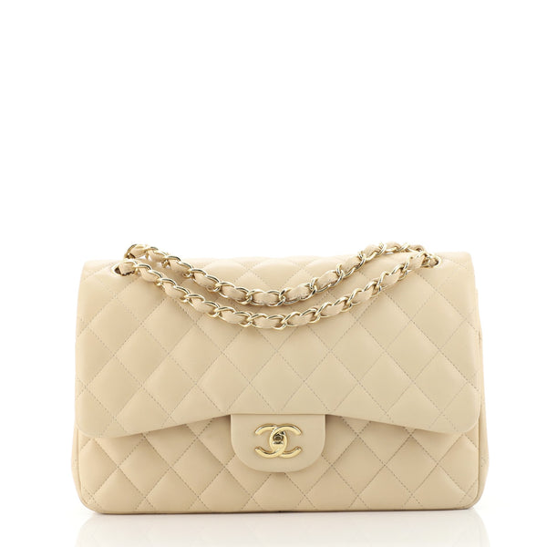 Chanel Classic Double Flap Bag Quilted Lambskin Jumbo Neutral 2259363