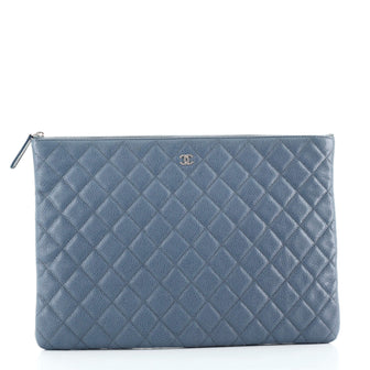 Chanel O Case Clutch Quilted Caviar Large