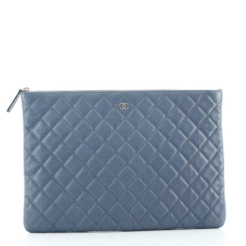 Chanel O Case Clutch Quilted Caviar Large