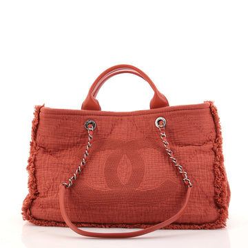 Chanel Double Face Deauville Tote Fringe Quilted Canvas Medium