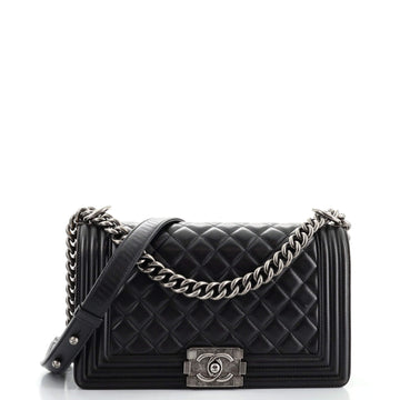 Chanel Boy Flap Bag Quilted Lambskin Old Medium