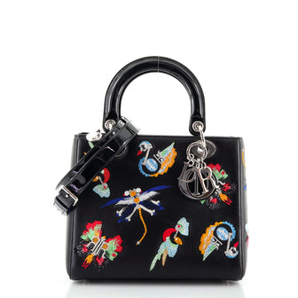 Christian Dior Animals Lady Dior Bag Embroidered Calfskin Medium