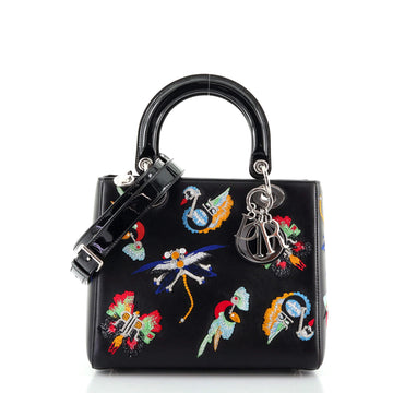 Christian Dior Animals Lady Dior Bag Embroidered Calfskin Medium