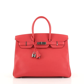 Hermes Birkin Handbag Red Epsom with Palladium Hardware 35
