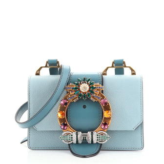 Miu Miu Madras Crystal Buckle Shoulder Bag Leather Small