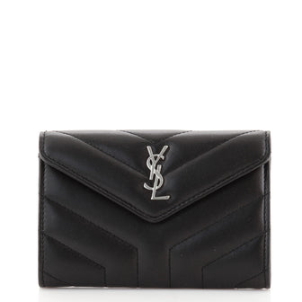 Saint Laurent Loulou Flap Wallet Matelasse Chevron Leather Small