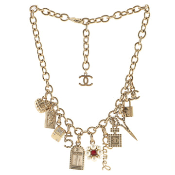 Chanel CC Charms Necklace Metal with Faux Pearls, Resin, and Crystals