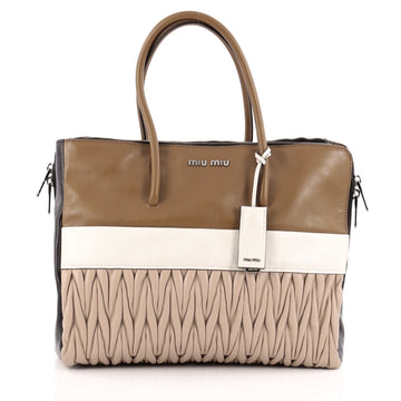 Miu Miu Double Zip Panel Tote Mixed Media Leather Large