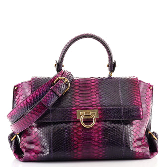 Salvatore Ferragamo Sofia Satchel Python Large