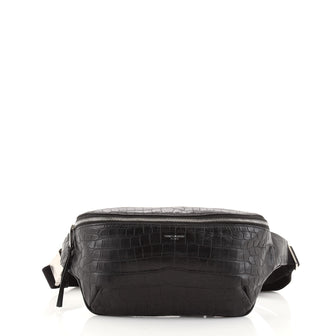 Saint Laurent Belt Bag Crocodile Embossed Leather