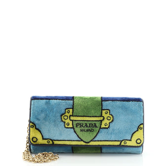 Prada Cahier Wristlet Flap Wallet Printed Velvet